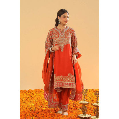 Sheetal Batra Irha Burnt Orange Kalidaar Kurta with Salwar and Khada Dupatta (Set of 3)
