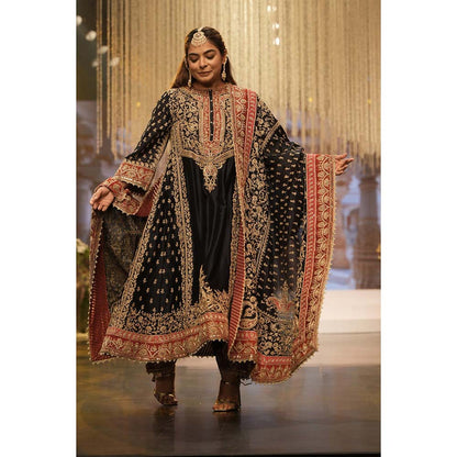 Sheetal Batra Hana Deep Blue Long Kalidaar Kurta with Salwar and Dupatta (Set of 3)