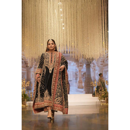 Sheetal Batra Hana Deep Blue Long Kalidaar Kurta with Salwar and Dupatta (Set of 3)