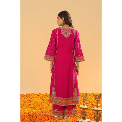 Sheetal Batra Amish Hot Pink Long ALine Kurta with Palazzo and Dupatta (Set of 3)