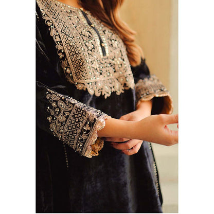 Sheetal Batra Black Nisreen Short Kalidaar Kurta with Salwar (Set of 2)
