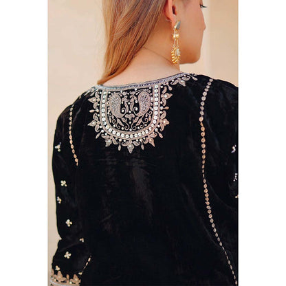 Sheetal Batra Black Marya Long ALine Kurta with Salwar (Set of 2)