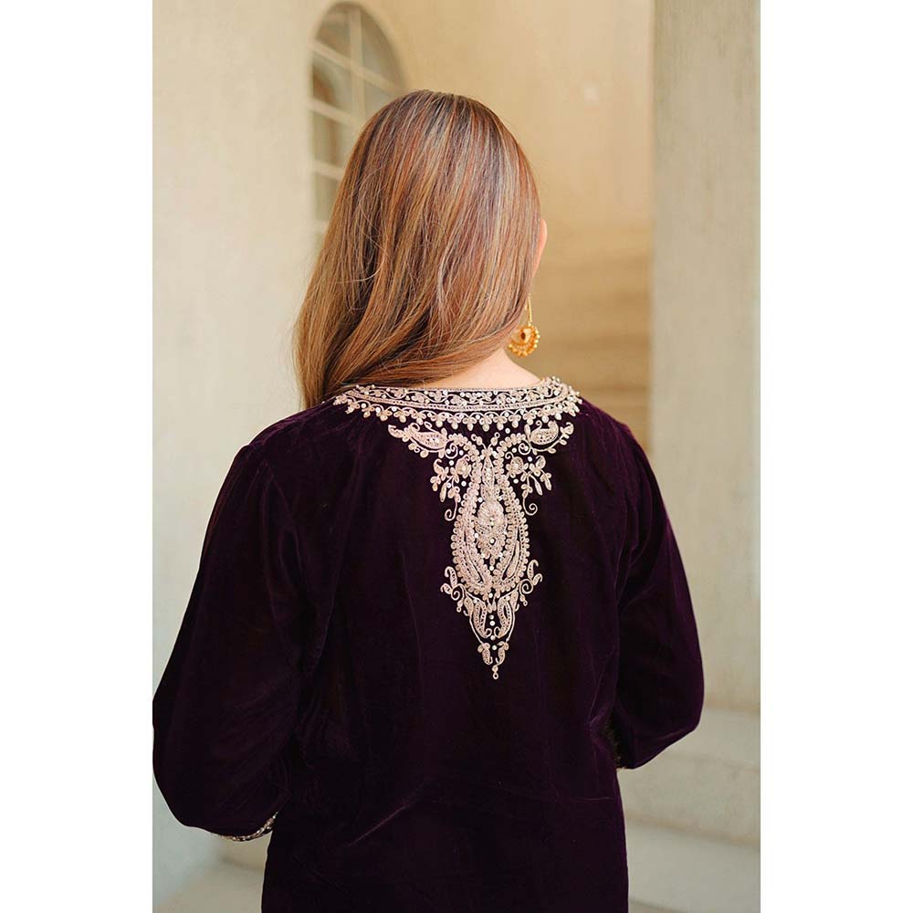 Sheetal Batra Wine Zyra Short Kurta with Salwar (Set of 2)