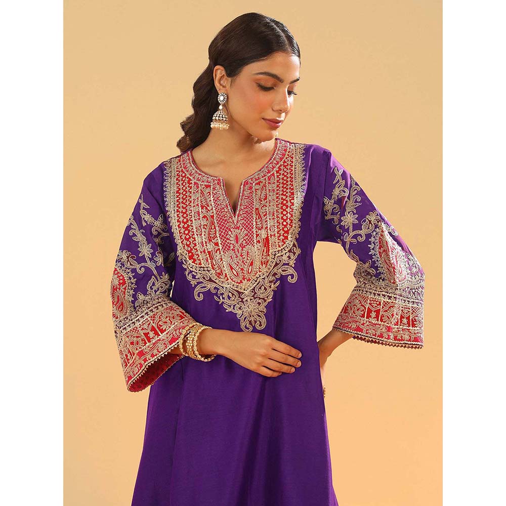Sheetal Batra Mohsina Purple Short Kalidar Chauga Kurta and Salwar (Set of 2)