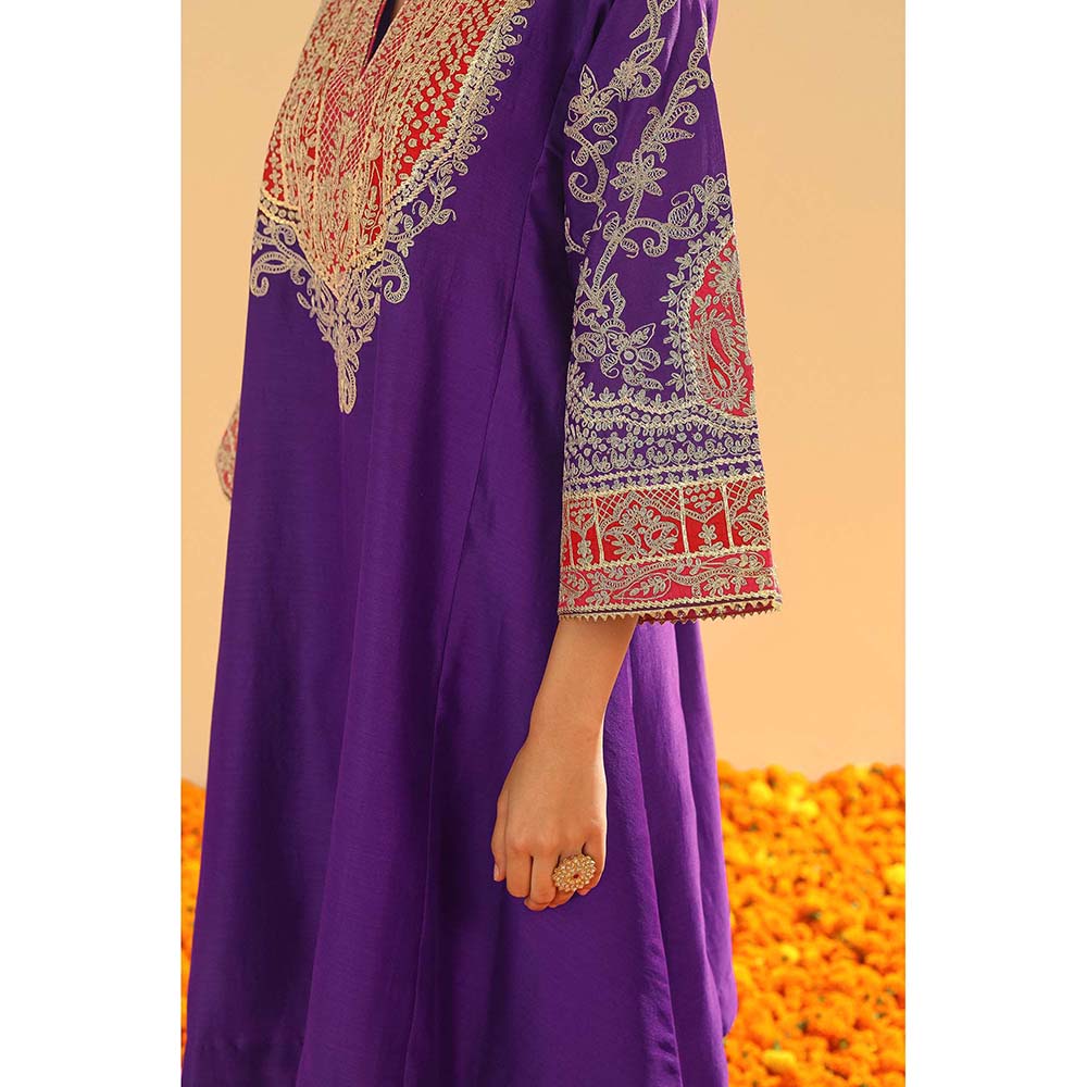 Sheetal Batra Mohsina Purple Short Kalidar Chauga Kurta and Salwar (Set of 2)