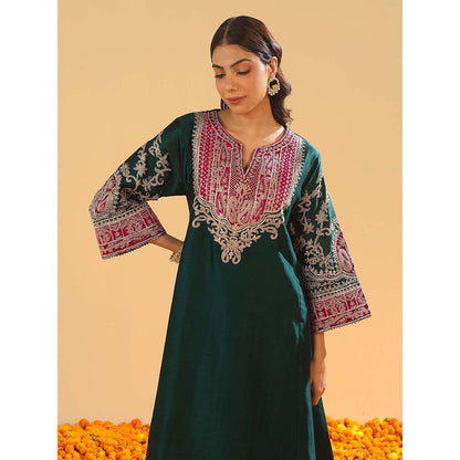 Sheetal Batra Mohsina Emerald Green Short Kalidar Chauga Kurta and Salwar (Set of 2)