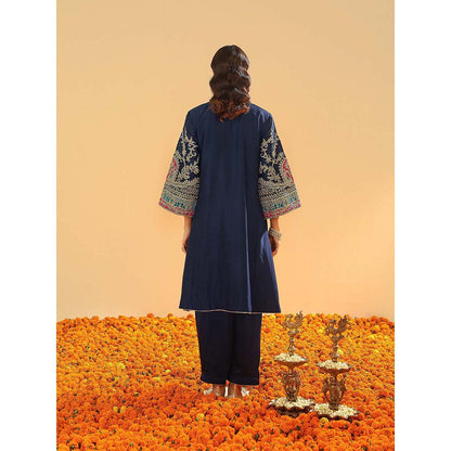 Sheetal Batra Mohsina Navy Blue Short Kalidar Chauga Kurta and Salwar (Set of 2)