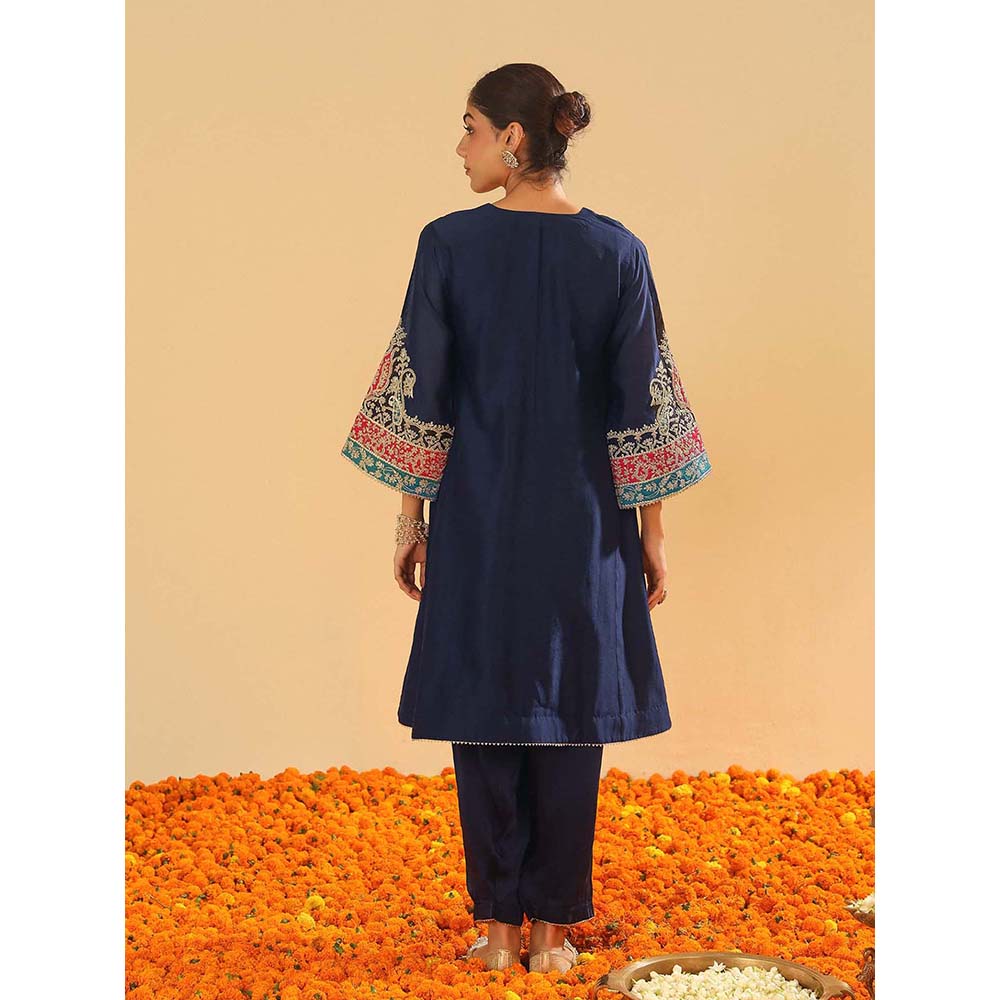 Sheetal Batra Mehrish Navy Blue Short Kalidar Chauga Kurta and Salwar (Set of 2)