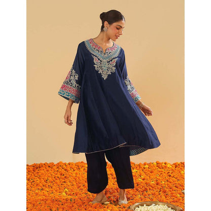 Sheetal Batra Mehrish Navy Blue Short Kalidar Chauga Kurta and Salwar (Set of 2)