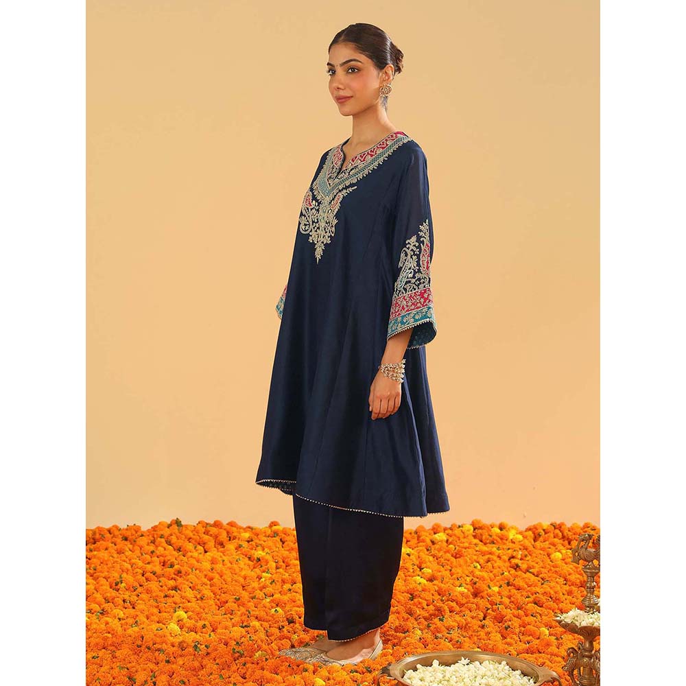 Sheetal Batra Mehrish Navy Blue Short Kalidar Chauga Kurta and Salwar (Set of 2)