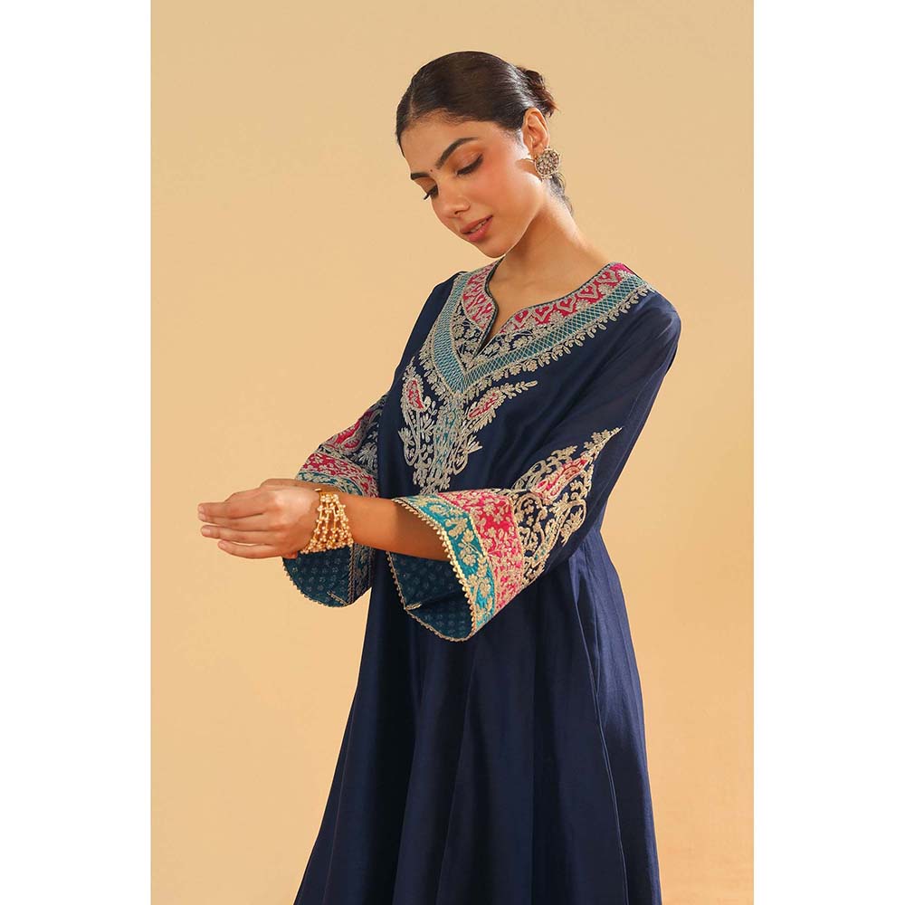 Sheetal Batra Mehrish Navy Blue Short Kalidar Chauga Kurta and Salwar (Set of 2)