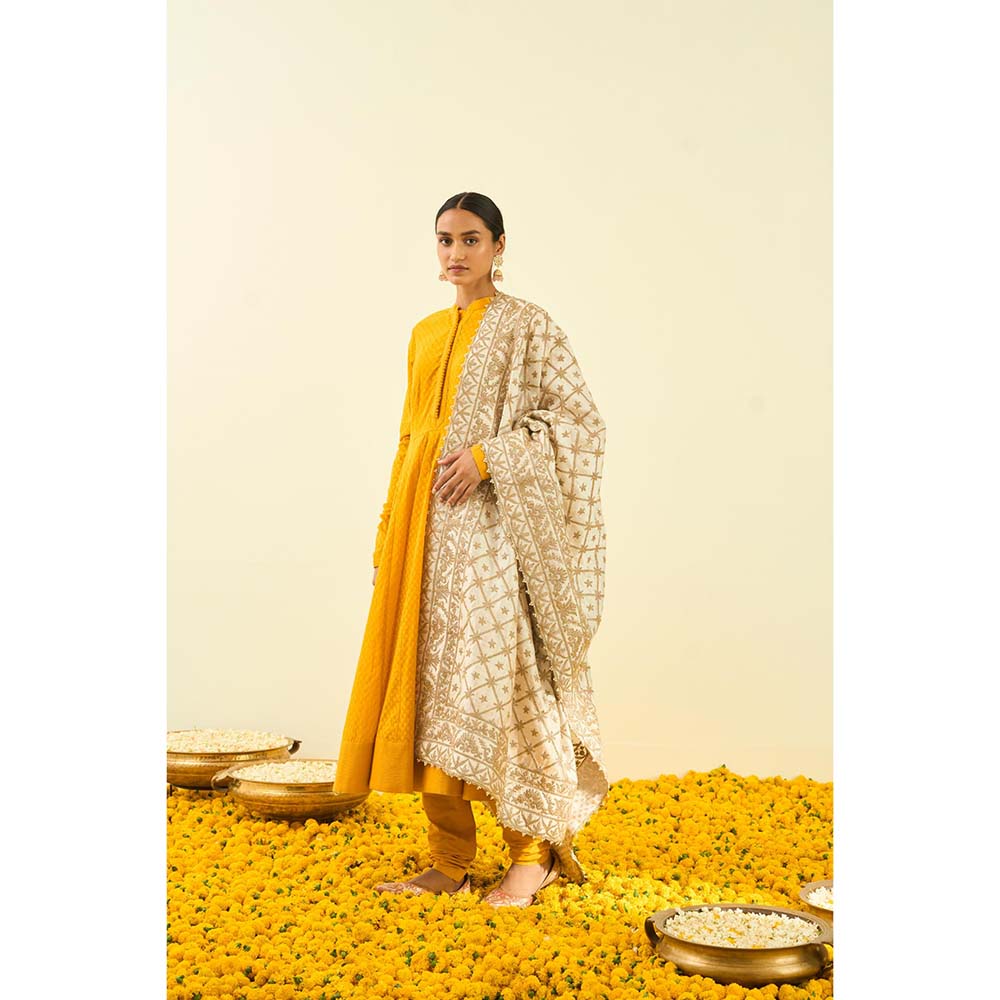 Sheetal Batra Daisy Ivory Tilla Embroidery Dupatta