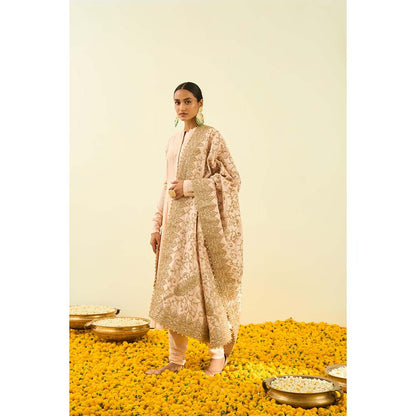 Sheetal Batra Rose Gold Seguidilla Embroidery Dupatta