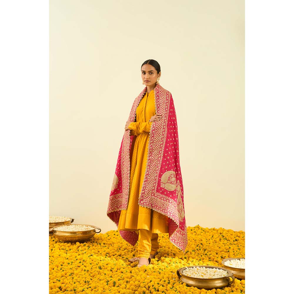 Sheetal Batra Hot Pink Tilla Embroidery Dupatta