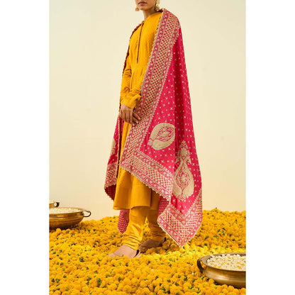 Sheetal Batra Hot Pink Tilla Embroidery Dupatta