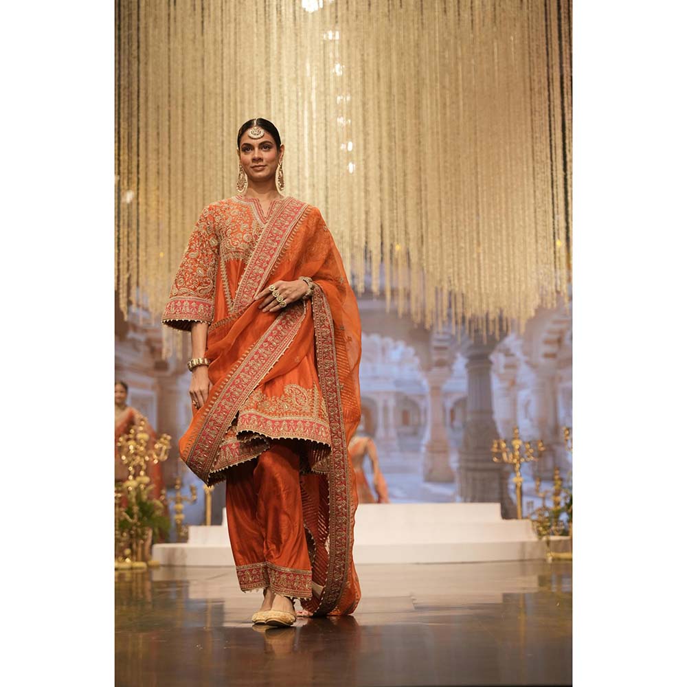 Sheetal Batra Orange Kurta with Salwar and Dupatta (Set of 3)