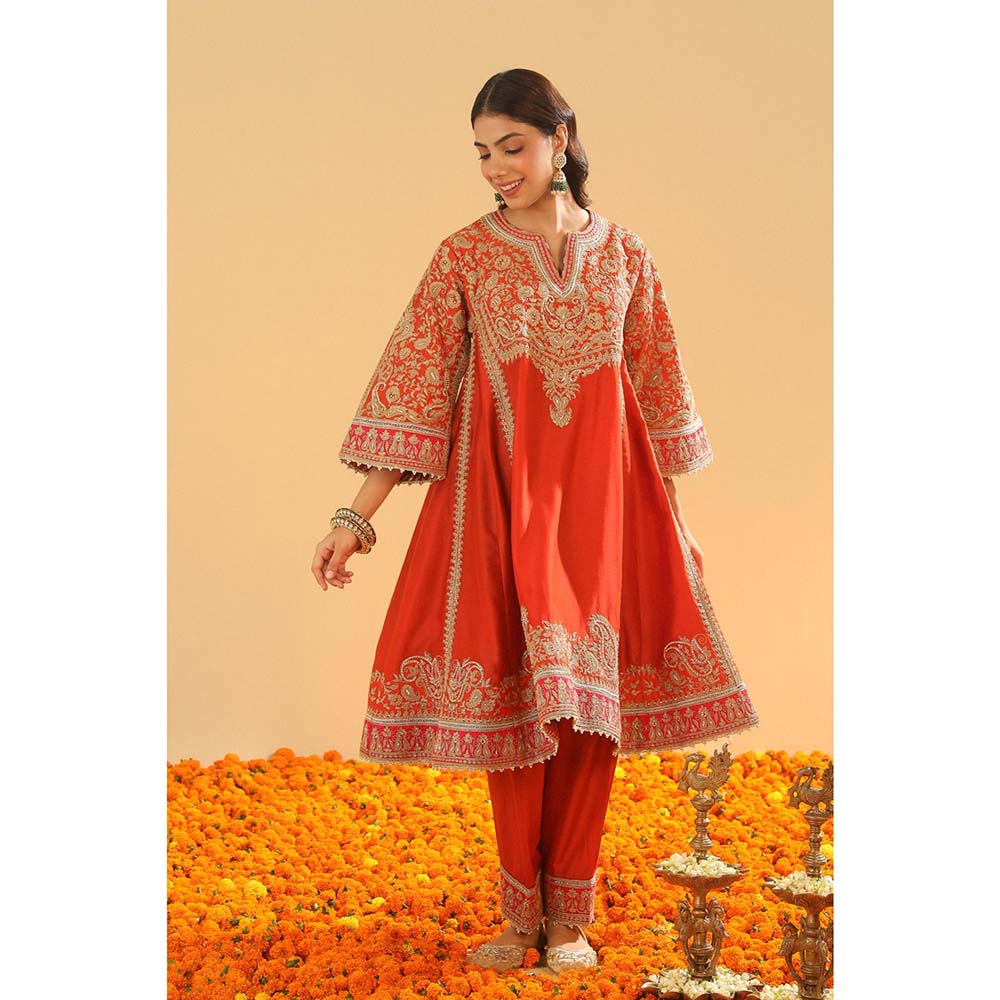 Sheetal Batra Orange Kurta with Salwar and Dupatta (Set of 3)