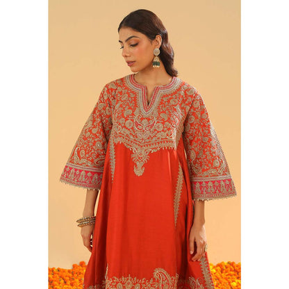 Sheetal Batra Orange Kurta with Salwar and Dupatta (Set of 3)