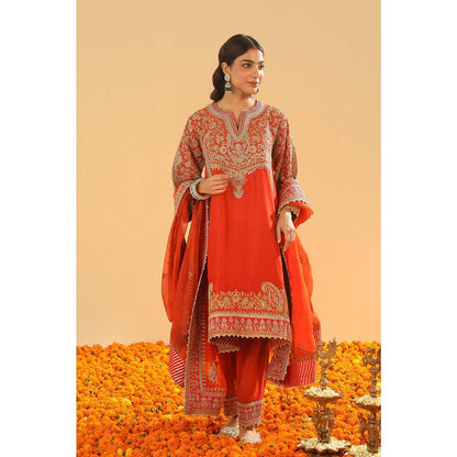 Sheetal Batra Orange Kurta with Salwar and Dupatta (Set of 3)