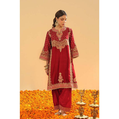 Sheetal Batra Maroon Kurta with Salwar and Dupatta (Set of 3)