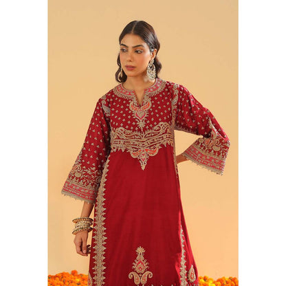 Sheetal Batra Maroon Kurta with Salwar and Dupatta (Set of 3)