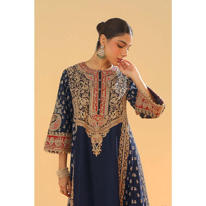 Sheetal Batra Navy Blue Chauga Kurta with Salwar and Dupatta (Set of 3)