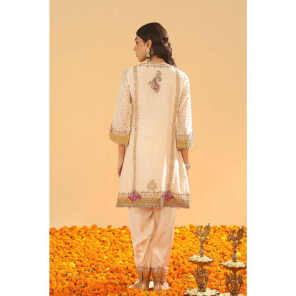 Sheetal Batra Ivory Short Kurta with Salwar and Dupatta (Set of 3)