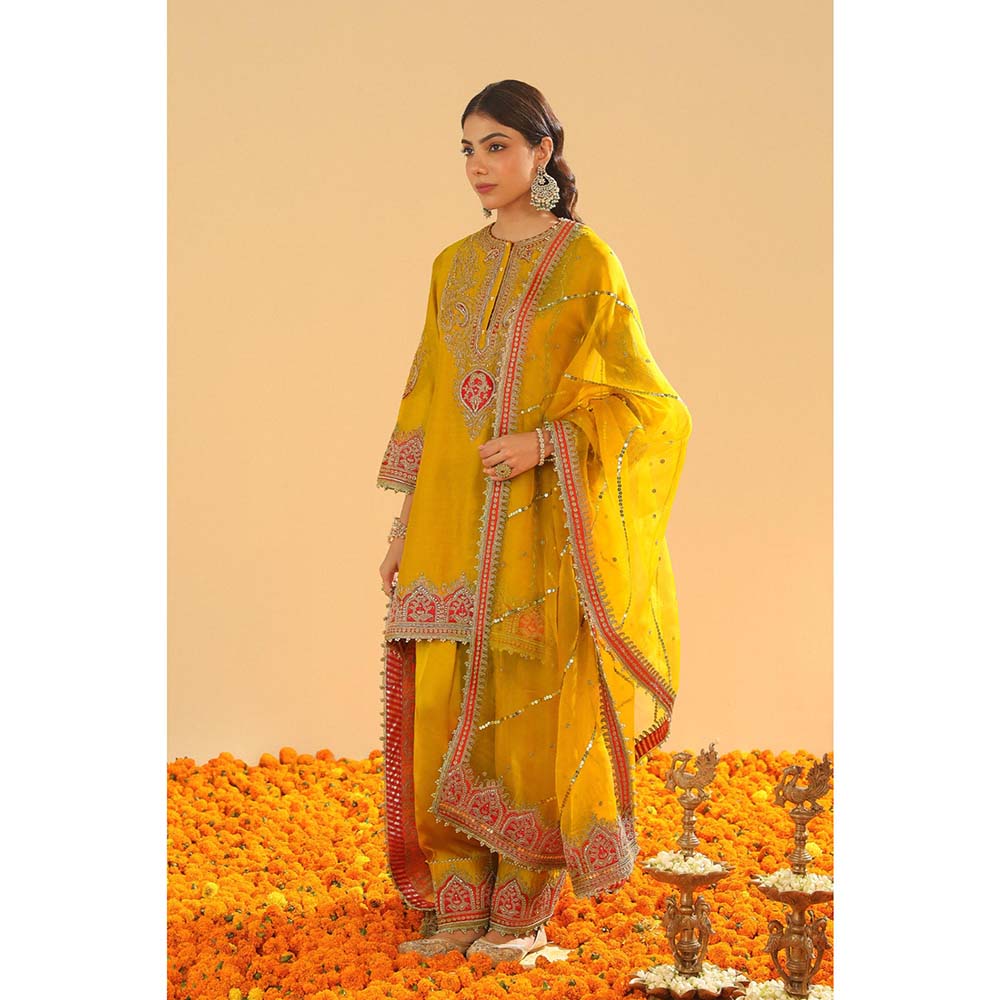 Sheetal Batra Yellow Short Kurta with Salwar and Dupatta (Set of 3)