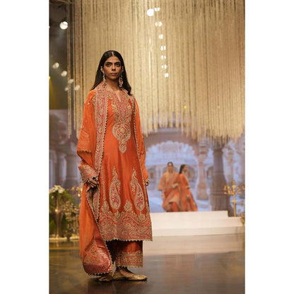 Sheetal Batra Orange A-Line Kurta with Palazzo and Dupatta (Set of 3)