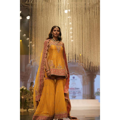 Sheetal Batra Yellow Kurti with Sharara and Dupatta (Set of 3)
