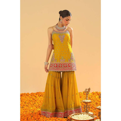 Sheetal Batra Yellow Kurti with Sharara and Dupatta (Set of 3)