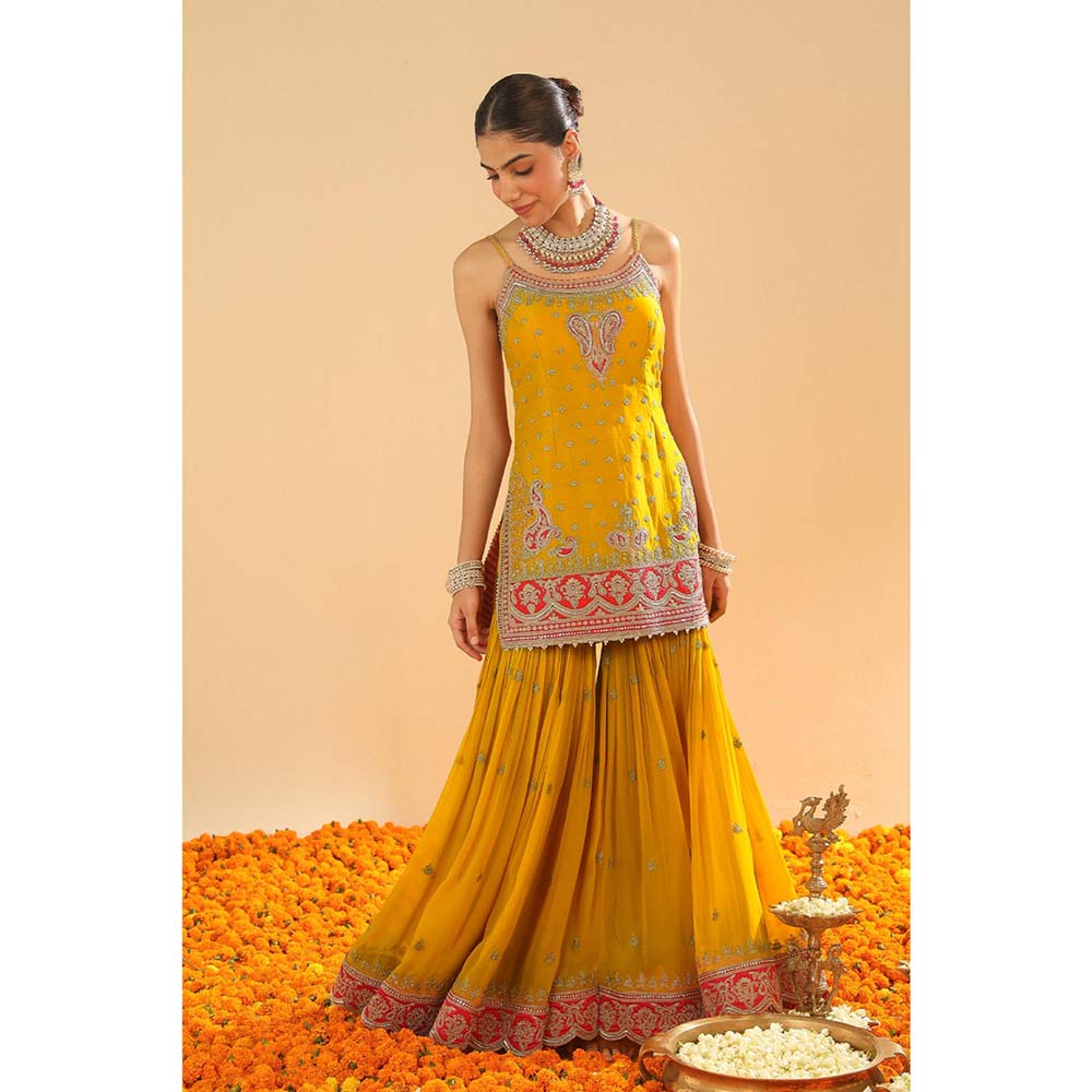 Sheetal Batra Yellow Kurti with Sharara and Dupatta (Set of 3)