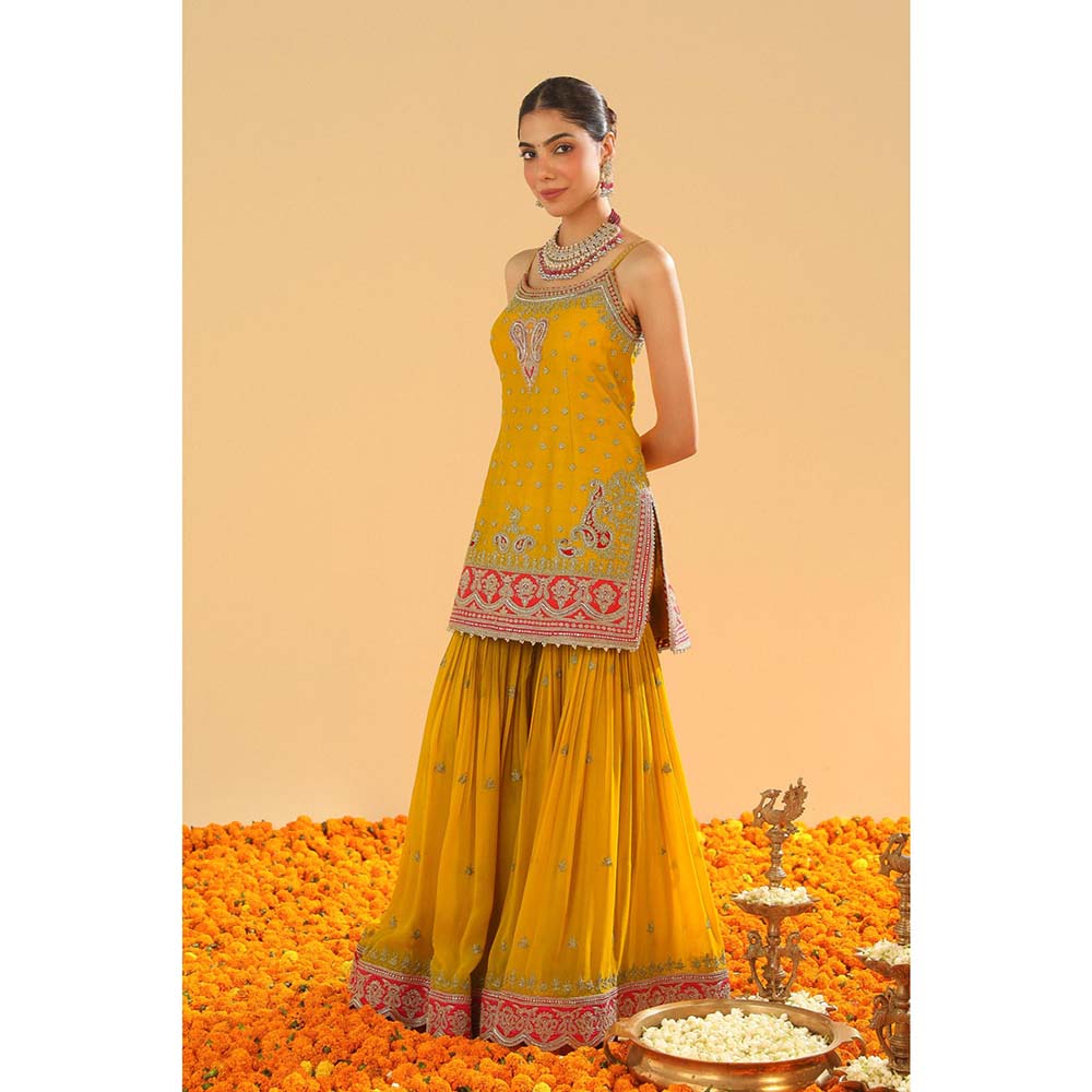 Sheetal Batra Yellow Kurti with Sharara and Dupatta (Set of 3)