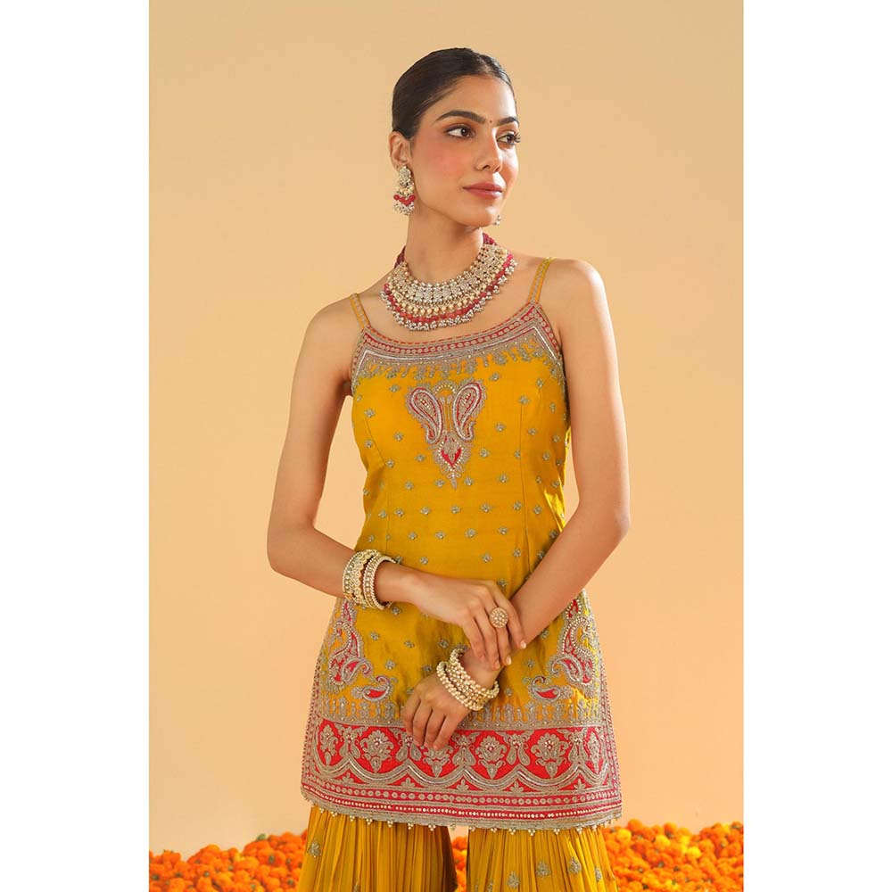 Sheetal Batra Yellow Kurti with Sharara and Dupatta (Set of 3)
