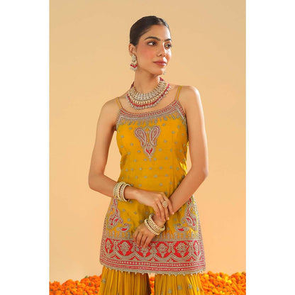 Sheetal Batra Yellow Kurti with Sharara and Dupatta (Set of 3)
