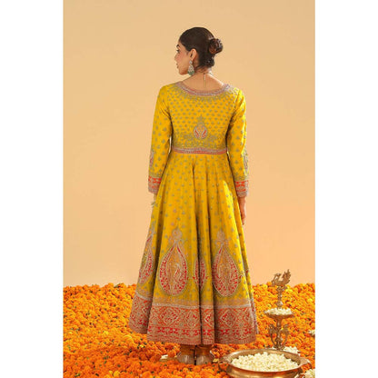 Sheetal Batra Mustard Anarkali with Churidar and Dupatta (Set of 3)