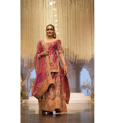 Sheetal Batra Pink Kurti with Sharara and Dupatta (Set of 3)