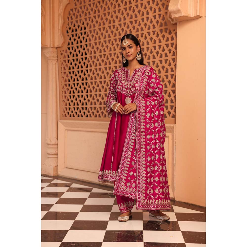 Sheetal Batra Pink Aiman Chauga Kurta with Salwar and Dupatta (Set of 3)