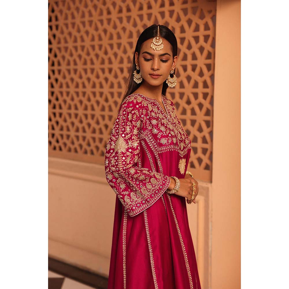 Sheetal Batra Pink Aiman Chauga Kurta with Salwar and Dupatta (Set of 3)