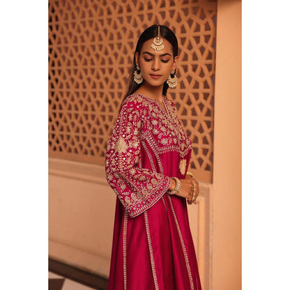 Sheetal Batra Pink Aiman Chauga Kurta with Salwar and Dupatta (Set of 3)