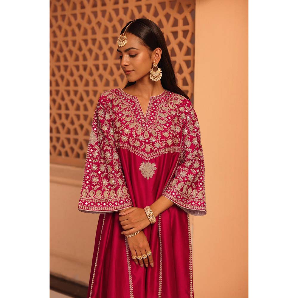 Sheetal Batra Pink Aiman Chauga Kurta with Salwar and Dupatta (Set of 3)