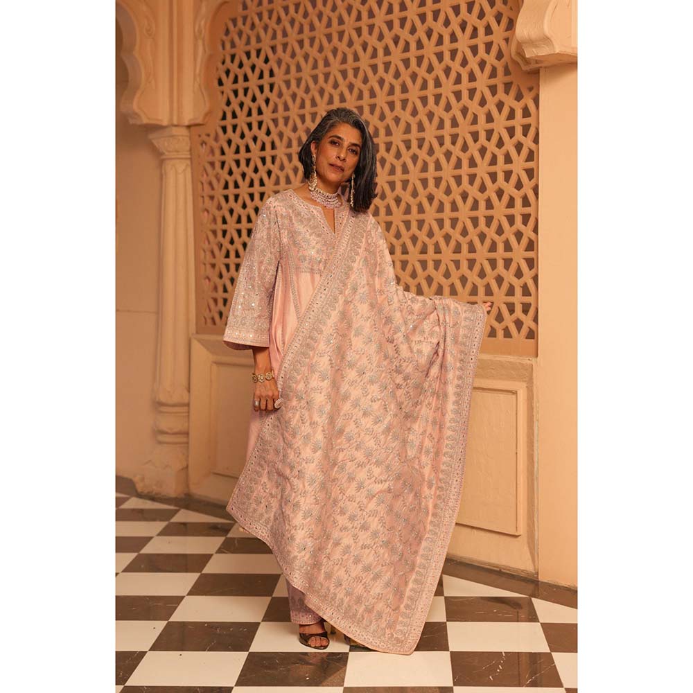 Sheetal Batra Pink Aiman Chauga Kurta with Salwar and Dupatta (Set of 3)