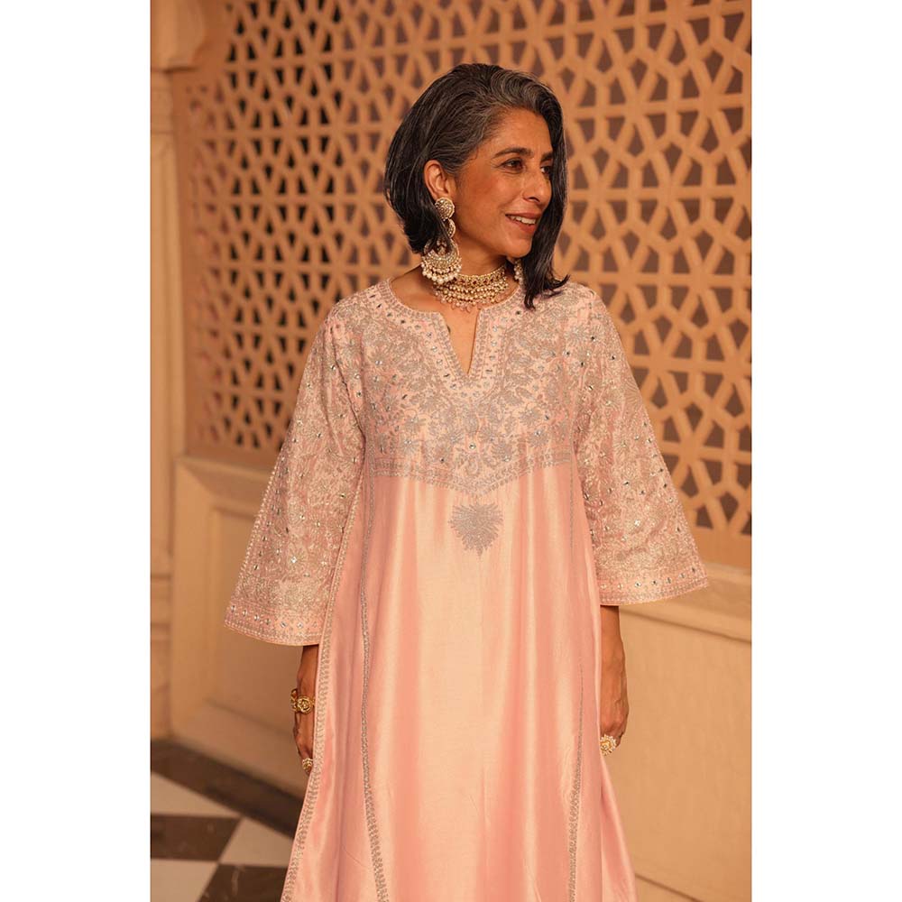 Sheetal Batra Pink Aiman Chauga Kurta with Salwar and Dupatta (Set of 3)