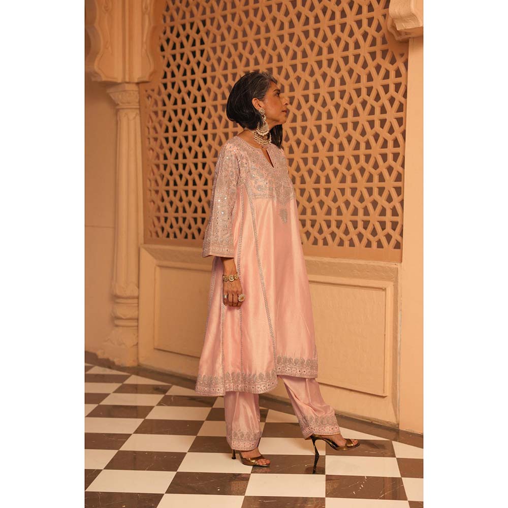 Sheetal Batra Pink Aiman Chauga Kurta with Salwar and Dupatta (Set of 3)