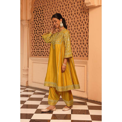 Sheetal Batra Mustard Aiman Chauga Kurta with Salwar and Dupatta (Set of 3)