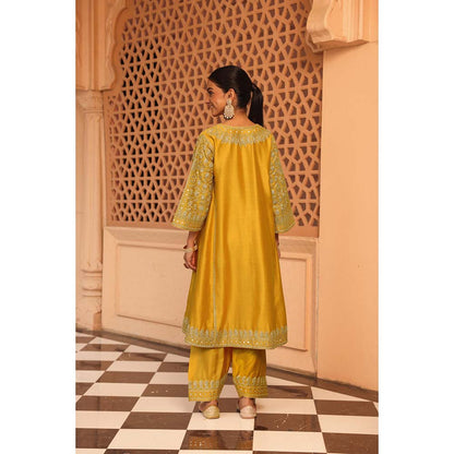 Sheetal Batra Mustard Aiman Chauga Kurta with Salwar and Dupatta (Set of 3)