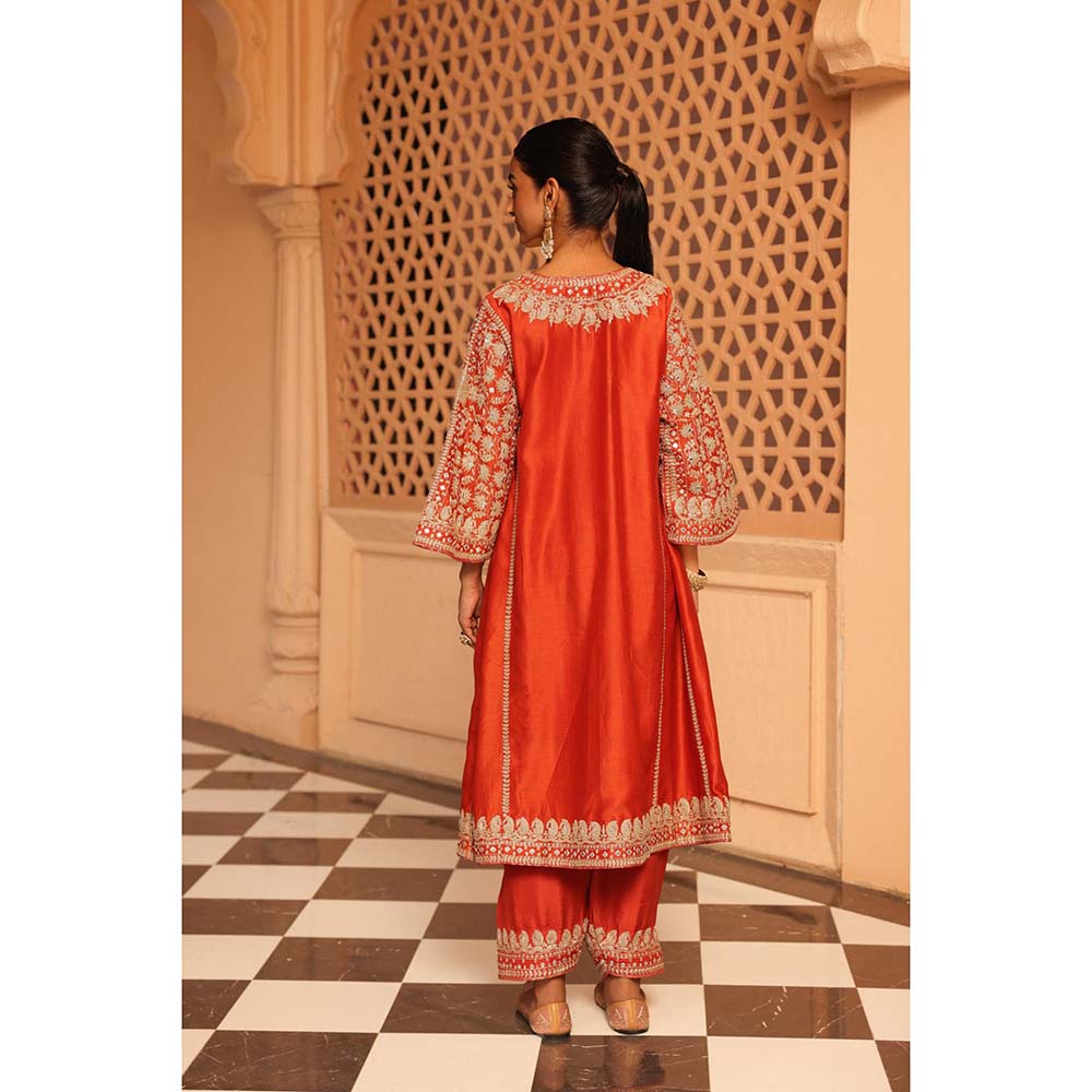 Sheetal Batra Orange Aiman Chauga Kurta with Salwar and Dupatta (Set of 3)