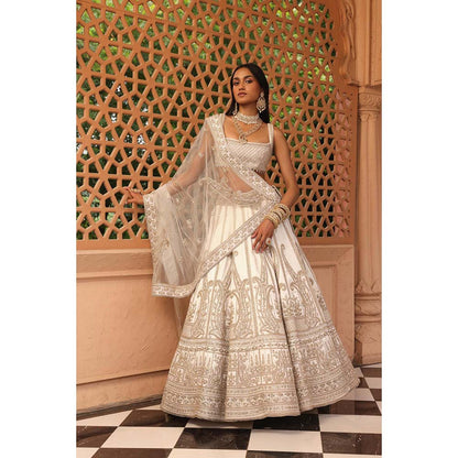 Sheetal Batra Iqra Ivory Lehenga with Blouse and Dupatta (Set of 3)