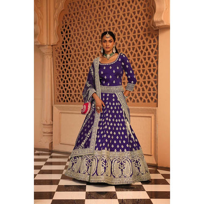 Sheetal Batra Aasmaa Purple Lehenga with Choli and Dupatta (Set of 3)