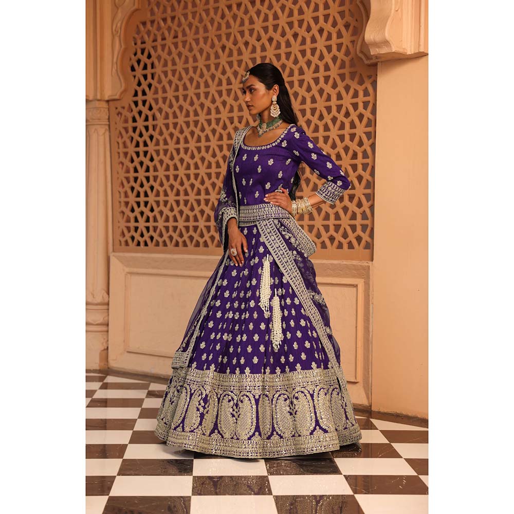 Sheetal Batra Aasmaa Purple Lehenga with Choli and Dupatta (Set of 3)